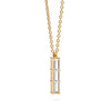 Providence White Topaz vertical bar pendant featuring 3 petite baguette stones set in 14k yellow gold - angled view