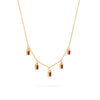 Providence 5 Garnet drop necklace with petite baguette cut stones set in 14k yellow gold - angled view