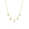 Providence 5 Nantucket blue topaz drop necklace with petite baguette cut stones set in 14k yellow gold - angled view