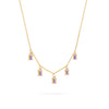 Providence 5 Amethyst drop necklace with petite baguette cut stones set in 14k yellow gold - angled view