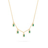Providence 5 Emerald drop necklace with petite baguette cut stones set in 14k yellow gold - angled view
