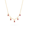 Providence 5 Ruby drop necklace with petite baguette cut stones set in 14k yellow gold - angled view
