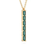 Providence vertical bar pendant featuring 6 petite Alexandrite baguette stones set in 14k yellow gold - angled view
