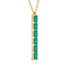 Providence vertical bar pendant featuring 6 petite Emerald baguette stones set in 14k yellow gold - angled view