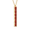 Providence vertical bar pendant featuring 6 petite Garnet baguette stones set in 14k yellow gold - angled view