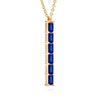 Providence vertical bar pendant featuring 6 petite Sapphire baguette stones set in 14k yellow gold - angled view