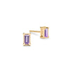 Providence Amethyst stud earrings with petite baguette stones set in 14k yellow gold - front view