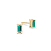 Providence Emerald stud earrings with petite baguette stones set in 14k yellow gold - front view