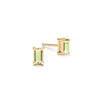 Providence Peridot stud earrings with petite baguette stones set in 14k yellow gold - front view