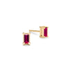 Providence Ruby stud earrings with petite baguette stones set in 14k yellow gold - front view