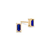 Providence Sapphire stud earrings with petite baguette stones set in 14k yellow gold - front view