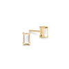 Providence stud earrings with petite baguette stones set in 14k yellow gold - front view
