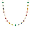 Newport necklace featuring nineteen alternating 4 mm briolette cut rainbow hued gemstones bezel set in 14k gold - front view
