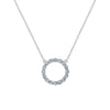 Rosecliff open circle necklace with sixteen 2 mm faceted round cut alexandrites prong set in 14k white gold