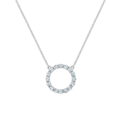 Rosecliff Circle Aquamarine Necklace in 14k Gold (March) - White Gold