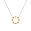 Rosecliff open circle necklace with sixteen alternating 2 mm round cut diamonds & citrines prong set in 14k white gold