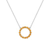 Rosecliff open circle necklace with sixteen 2 mm faceted round cut citrines prong set in 14k white gold