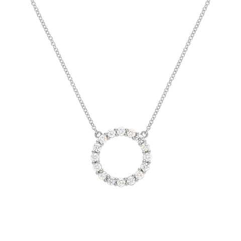 Rosecliff Circle Diamond Necklace in 14k Gold (April) - White Gold