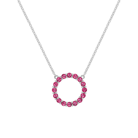 Rosecliff Circle Ruby Necklace in 14k Gold (July) - White Gold