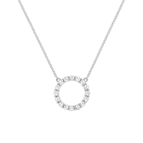 Rosecliff Circle White Topaz Necklace in 14k Gold (April) - White Gold