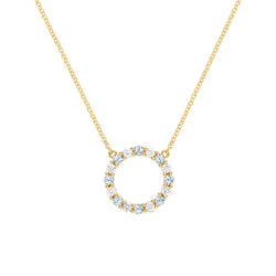Rosecliff Circle Diamond & Aquamarine Necklace in 14k Gold (March)
