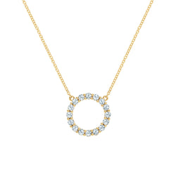Rosecliff Circle Aquamarine Necklace in 14k Gold (March)