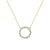 Rosecliff open circle necklace with sixteen 2 mm faceted round cut Nantucket blue topaz prong set in 14k gold - front view
