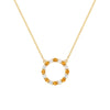 Rosecliff open circle necklace with 16 alternating 2 mm round cut citrines & diamonds prong set in 14k gold - front view