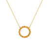 Rosecliff open circle necklace with sixteen 2 mm faceted round cut citrines prong set in 14k yellow gold - front view