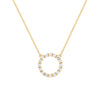 Rosecliff open circle necklace with sixteen 2 mm faceted round cut diamonds prong set in 14k yellow gold - front view
