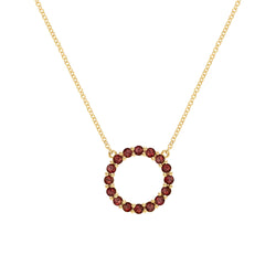 Rosecliff Circle Garnet Necklace in 14k Gold (January)
