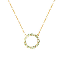 Rosecliff Circle Peridot Necklace in 14k Gold (August)
