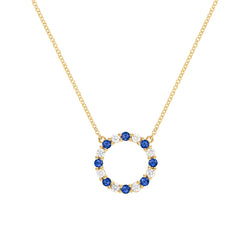 Rosecliff Circle Diamond & Sapphire Necklace in 14k Gold (September)