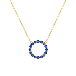 Rosecliff Circle Sapphire Necklace in 14k Gold (September)