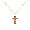 Rosecliff Cross Garnet Pendant in 14k Gold (January)