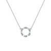 Rosecliff small open circle necklace with twelve alternating 2 mm alexandrites & diamonds prong set in 14k white gold