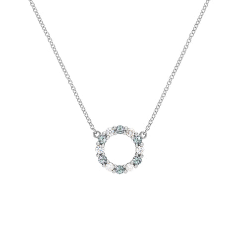 Rosecliff Small Circle Diamond & Alexandrite Necklace in 14k Gold (June) - White Gold