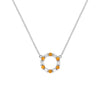 Rosecliff small open circle necklace with twelve alternating 2 mm round cut citrines & diamonds prong set in 14k white gold