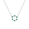 Rosecliff small open circle necklace with twelve alternating 2 mm round cut emeralds & diamonds prong set in 14k white gold