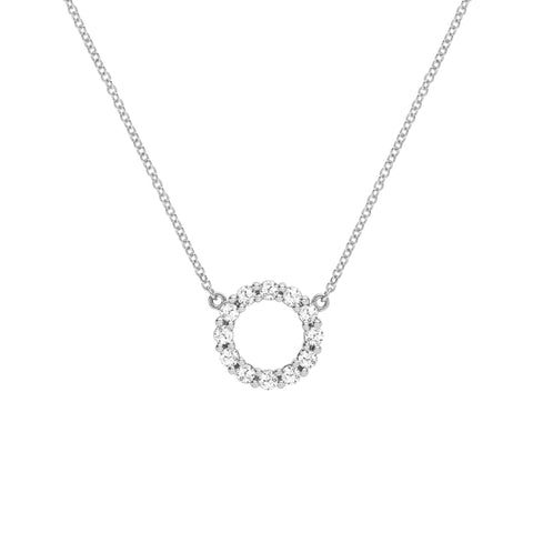 Rosecliff Small Circle White Topaz Necklace in 14k Gold (April) - White Gold