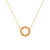 Rosecliff small circle necklace featuring twelve 2mm faceted round cut citrines prong set in 14k yellow gold - front view