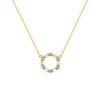 Rosecliff small open circle necklace with twelve alternating 2 mm alexandrites & diamonds prong set in 14k gold - front view