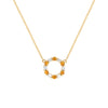 Rosecliff small open circle necklace with twelve alternating 2 mm citrines & diamonds prong set in 14k gold - front view