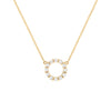Rosecliff small circle necklace featuring twelve 2mm faceted round cut diamonds prong set in 14k yellow gold - front view
