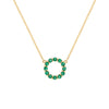 Rosecliff small circle necklace featuring twelve 2mm faceted round cut emeralds prong set in 14k yellow gold - front view