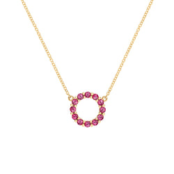 Rosecliff Small Circle Ruby Necklace in 14k Gold (July)