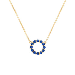 Rosecliff Small Circle Sapphire Necklace in 14k Gold (September)