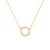 Rosecliff small open circle necklace featuring twelve 2 mm faceted round cut white topaz prong set in 14k gold - front view