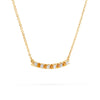 Rosecliff bar necklace with eleven alternating 2 mm faceted citrines and diamonds prong set in 14k yellow gold - angled view
