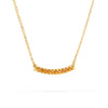 Rosecliff bar necklace with eleven 2 mm faceted round cut citrines prong set in solid 14k yellow gold - angled view
